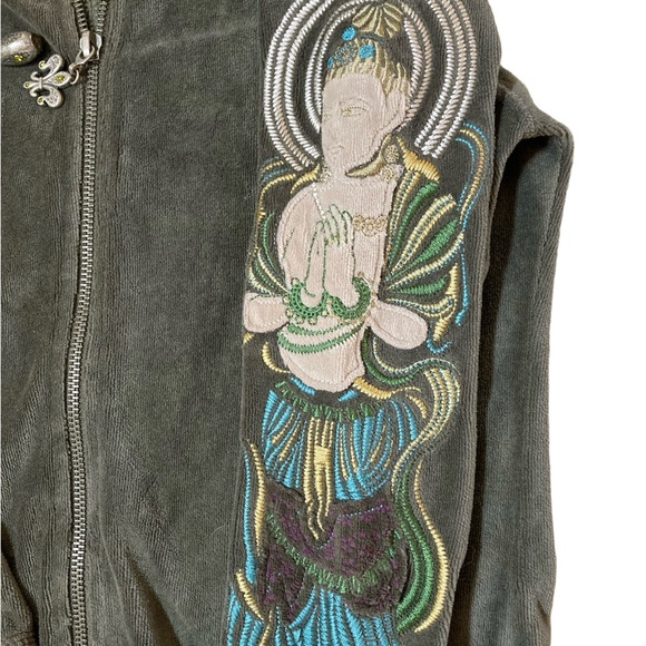 Royal Plush brand Buddha themed velour hoodie. Size small. - Picture 4 of 4